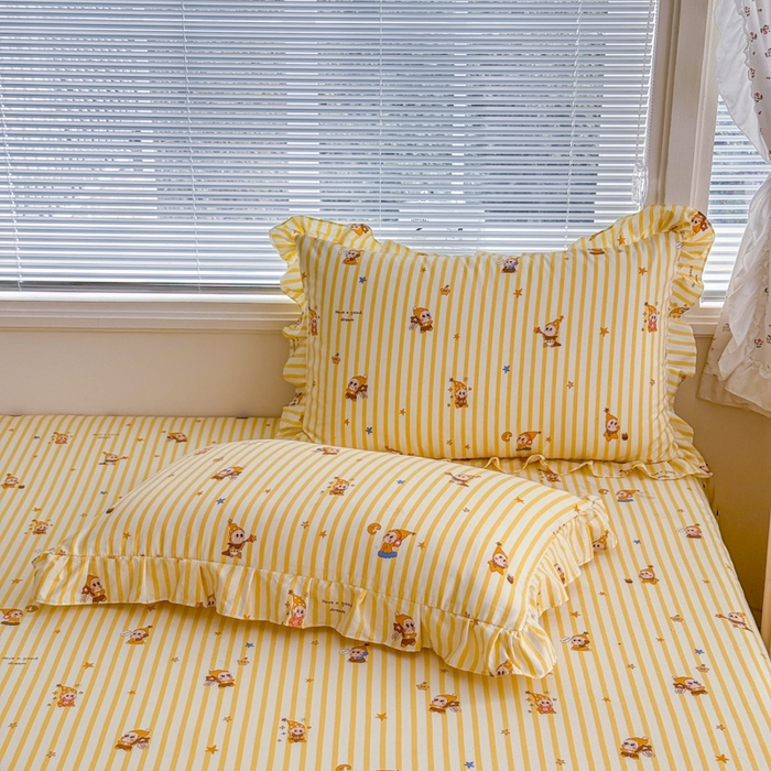 91家纺网 家纺一手货源 找家纺 爱多多家居 2026春夏新花边款水洗古棉单床裙 单床单 床裙-星星人