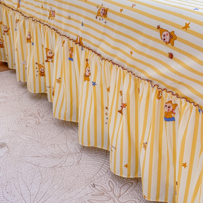 91家纺网 家纺一手货源 找家纺 爱多多家居 2026春夏新花边款水洗古棉单床裙 单床单 床裙-星星人