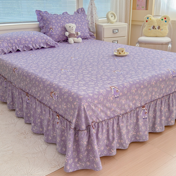 爱多多家居 2026春夏新花边款水洗古棉单床裙 单床单 床裙-伊甸花梦