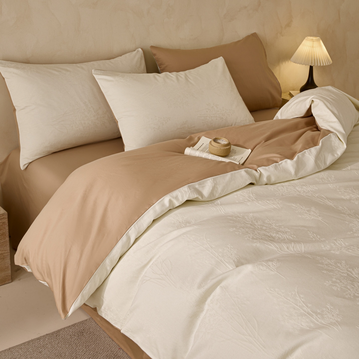 91家纺网 家纺一手货源 找家纺 雯雨家纺 2026新款全棉60s全棉提花四件套 发财树