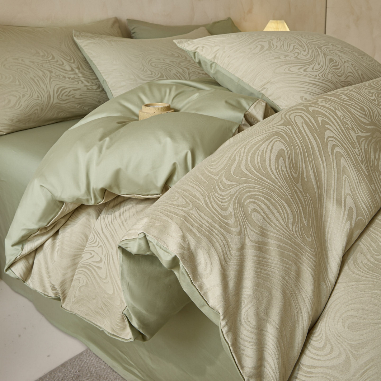 雯雨家纺 2026新款全棉60s全棉提花四件套 翠川流纹