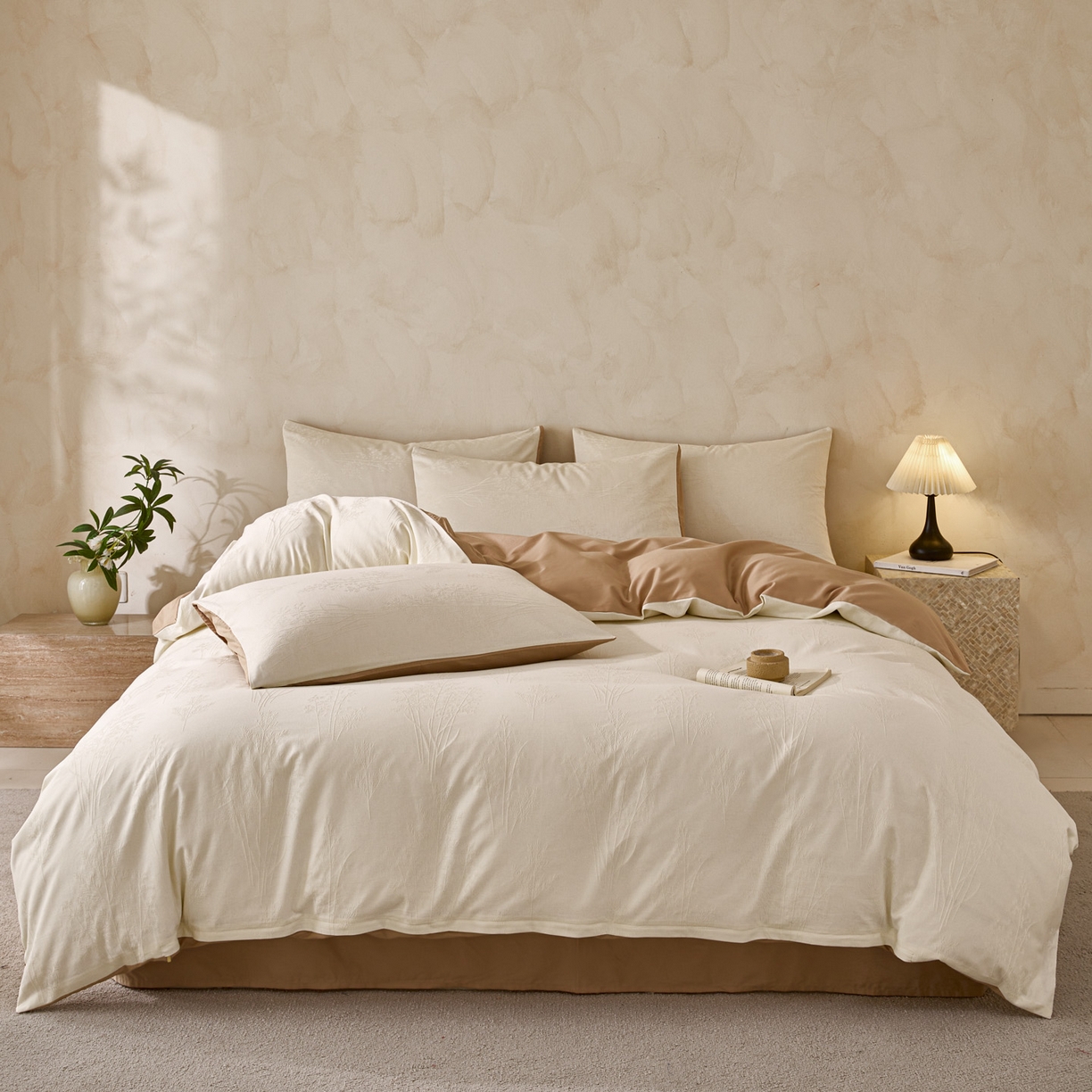 91家纺网 家纺一手货源 找家纺 雯雨家纺 2026新款全棉60s全棉提花四件套 发财树