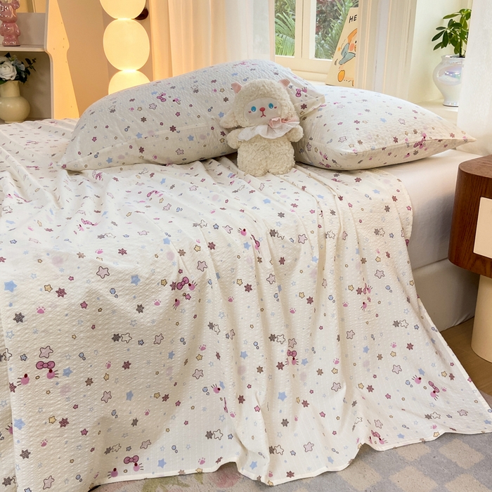 91家纺网 家纺一手货源 找家纺 赛琳 2026新款泡芙纱床单系列单床单床单单件（有买家秀） 躲猫猫