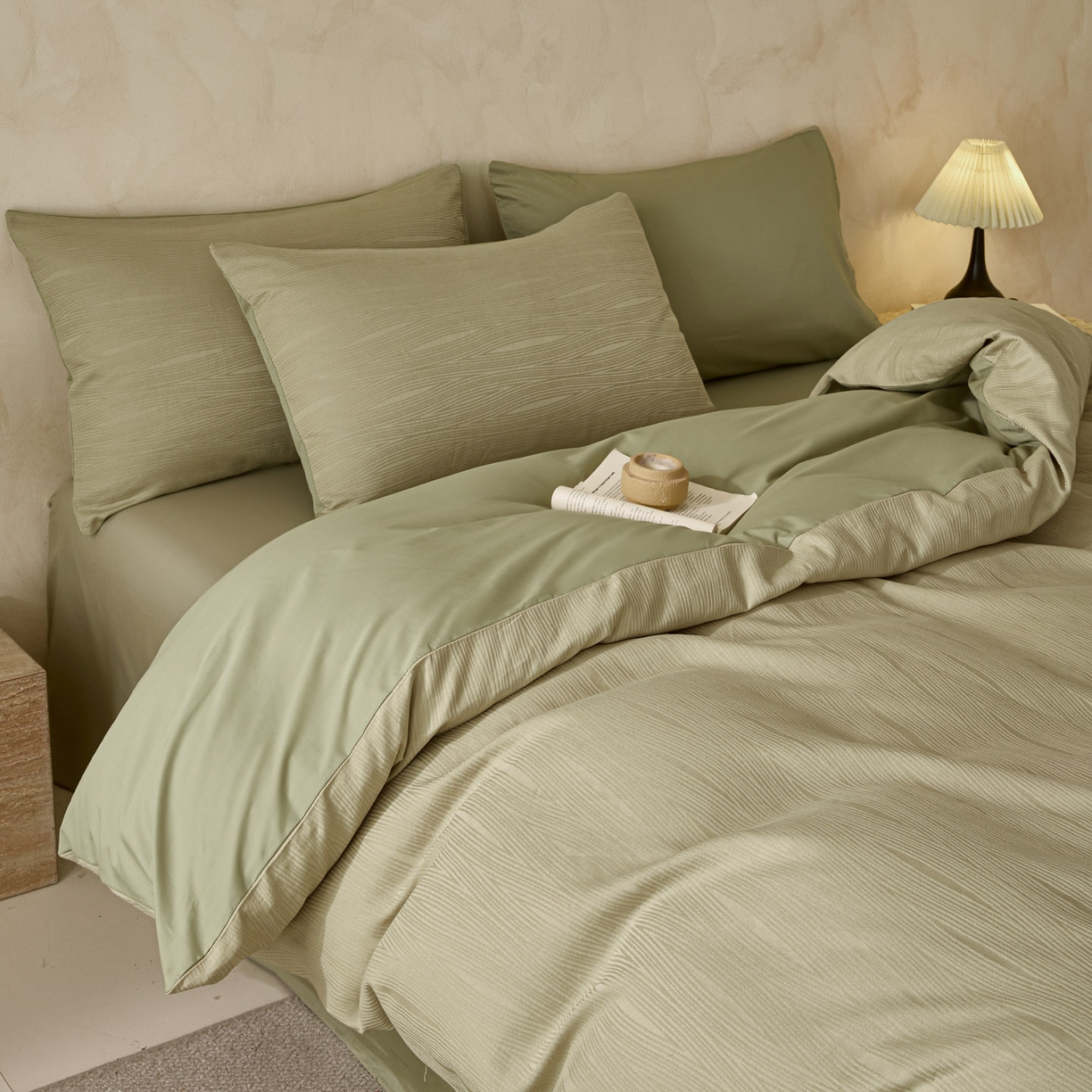 91家纺网 家纺一手货源 找家纺 雯雨家纺 2026新款全棉60s全棉提花四件套 竹影疏痕