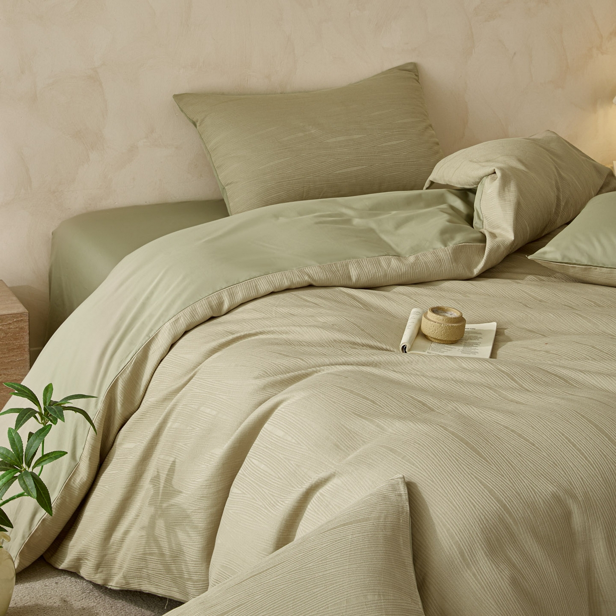 91家纺网 家纺一手货源 找家纺 雯雨家纺 2026新款全棉60s全棉提花四件套 竹影疏痕