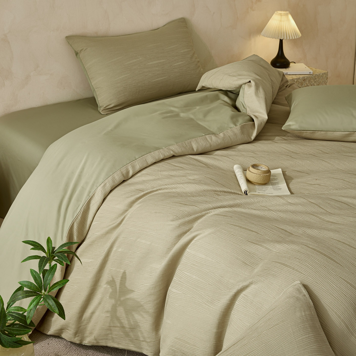 91家纺网 家纺一手货源 找家纺 雯雨家纺 2026新款全棉60s全棉提花四件套 竹影疏痕