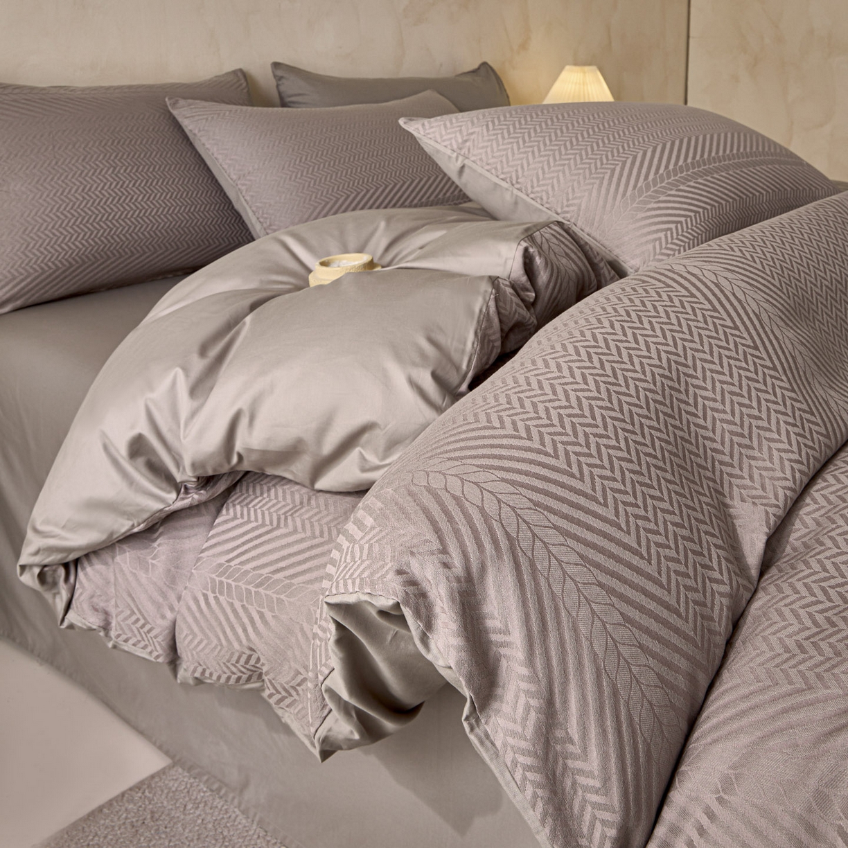 雯雨家纺 2026新款全棉60s全棉提花四件套 深灰麦浪