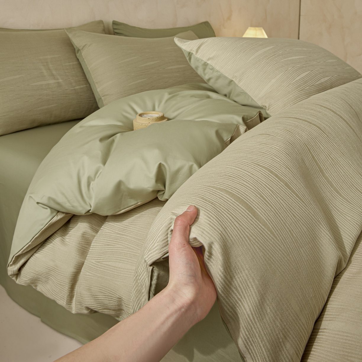 91家纺网 家纺一手货源 找家纺 雯雨家纺 2026新款全棉60s全棉提花四件套 竹影疏痕