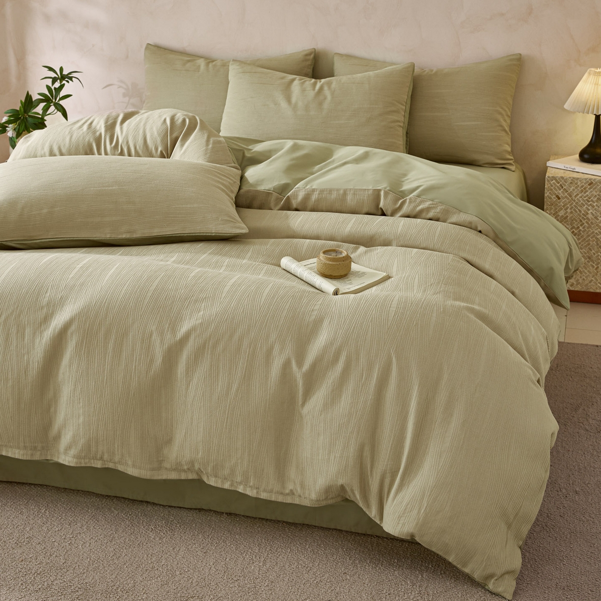 91家纺网 家纺一手货源 找家纺 雯雨家纺 2026新款全棉60s全棉提花四件套 竹影疏痕