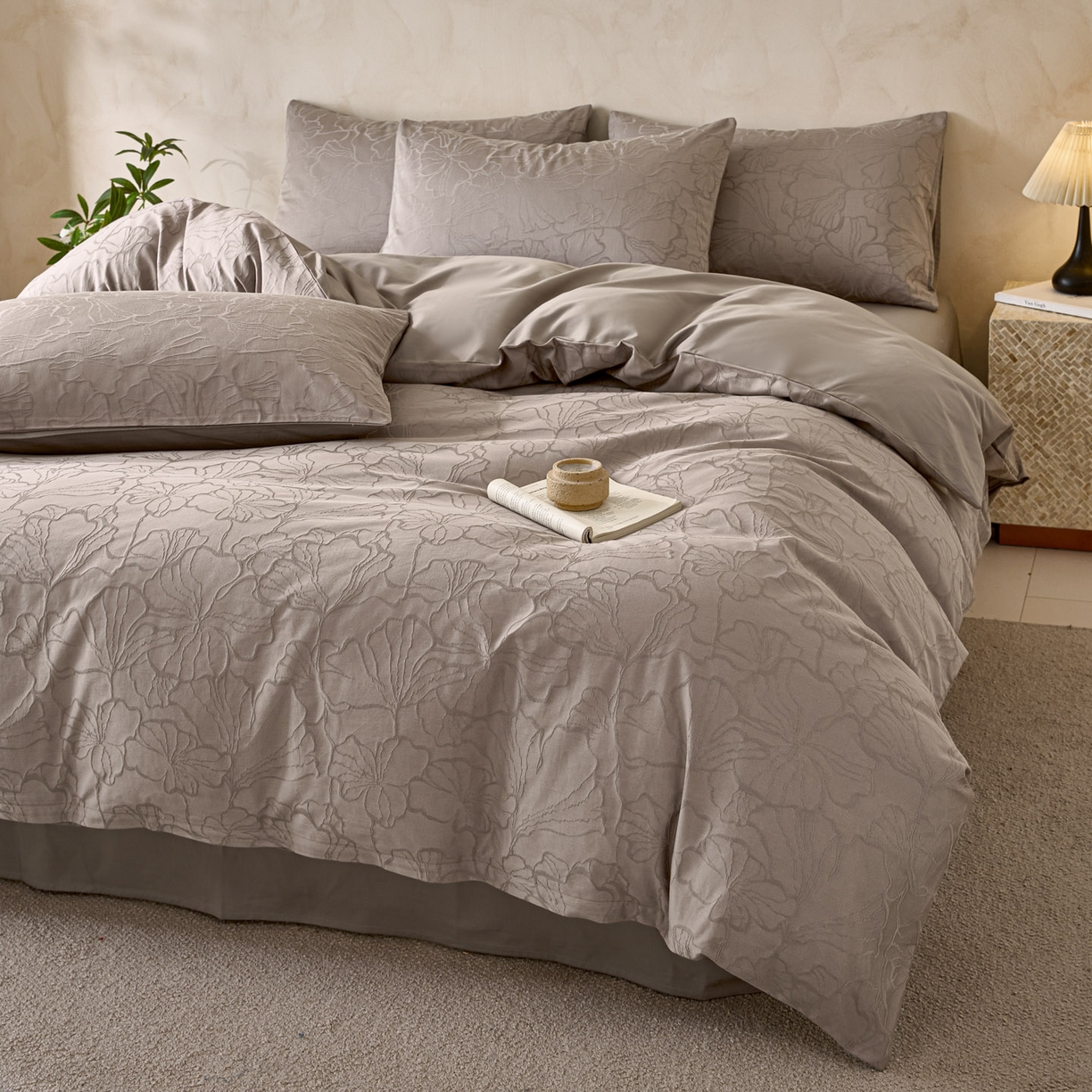 91家纺网 家纺一手货源 找家纺 雯雨家纺 2026新款全棉60s全棉提花四件套 素影繁花