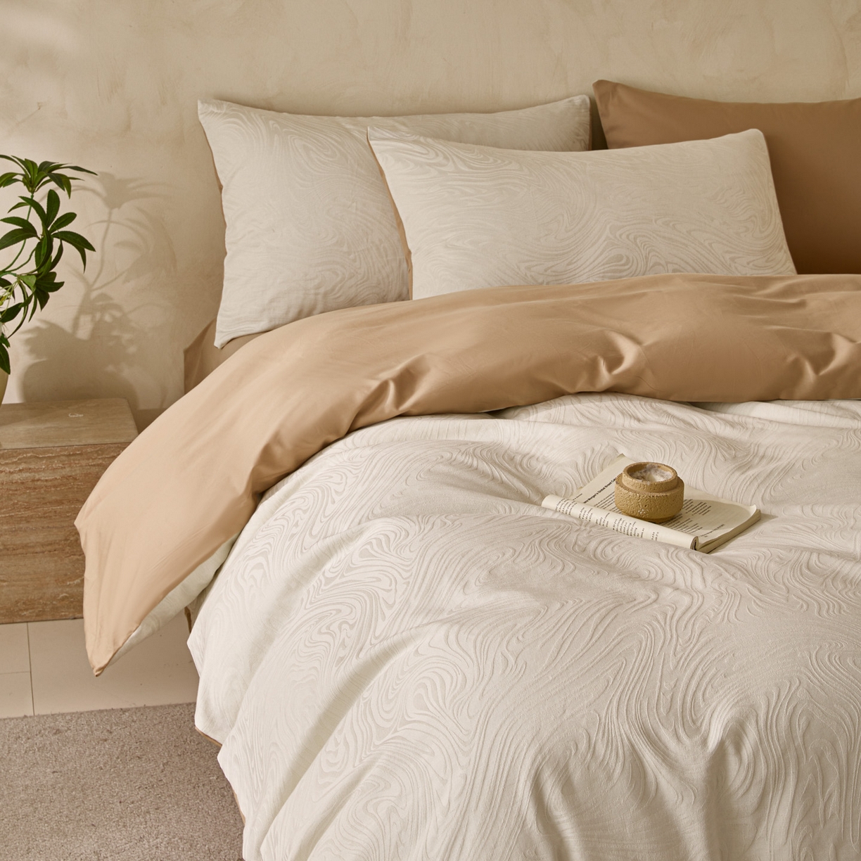 91家纺网 家纺一手货源 找家纺 雯雨家纺 2026新款全棉60s全棉提花四件套 云砂流纹