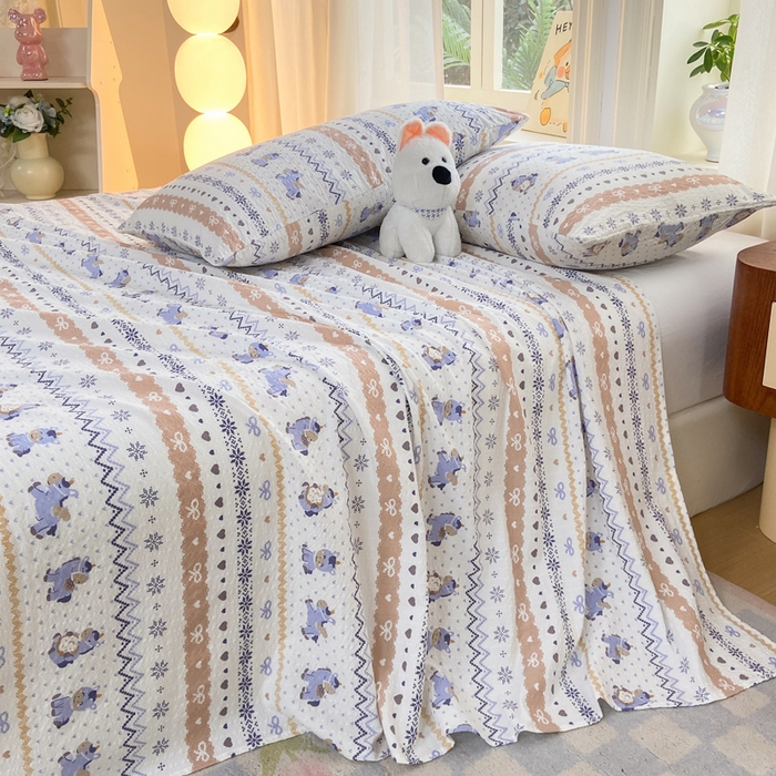 91家纺网 家纺一手货源 找家纺 赛琳 2026新款泡芙纱床单系列单床单床单单件（有买家秀） 费尔岛木马