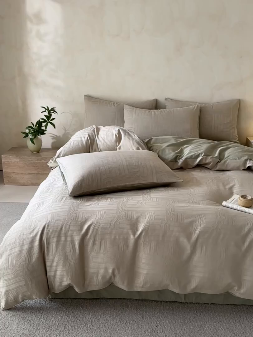 91家纺网 家纺一手货源 找家纺 雯雨家纺 2026新款全棉60s全棉提花四件套 竹影疏痕