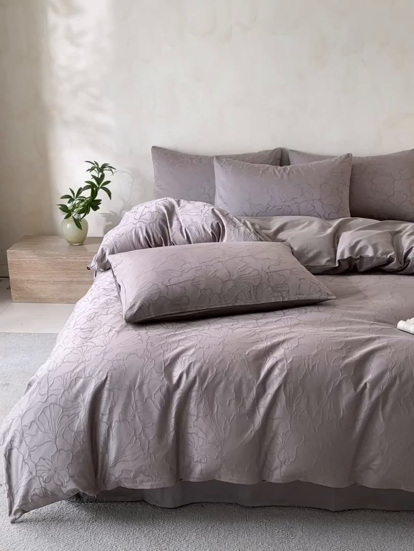 91家纺网 家纺一手货源 找家纺 雯雨家纺 2026新款全棉60s全棉提花四件套 素影繁花