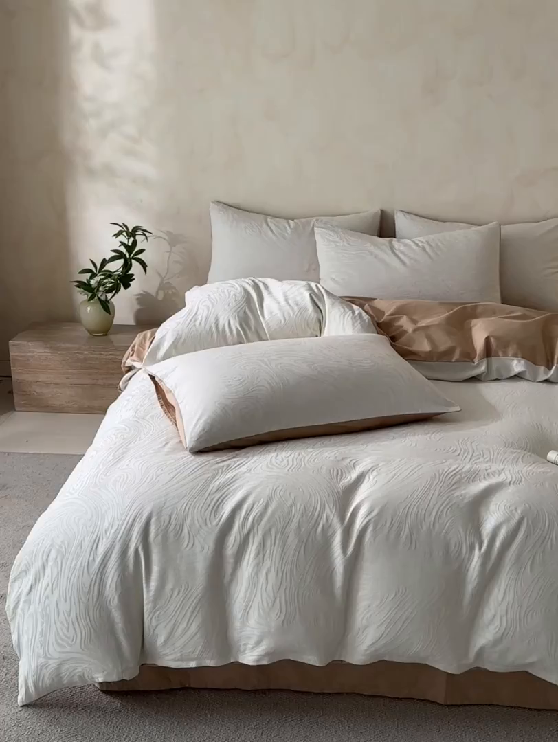 91家纺网 家纺一手货源 找家纺 雯雨家纺 2026新款全棉60s全棉提花四件套 发财树