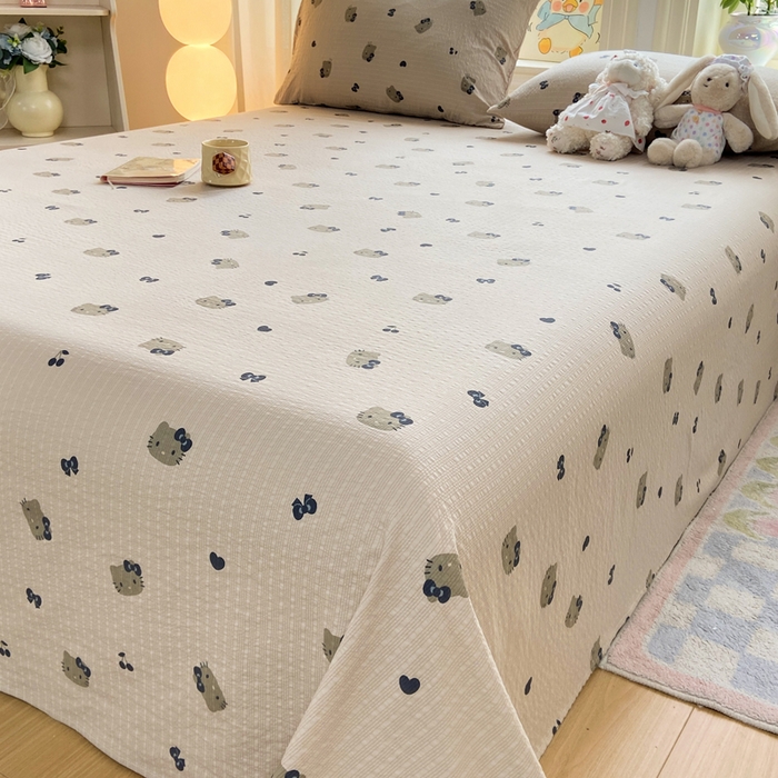 91家纺网 家纺一手货源 找家纺 赛琳 2026新款泡芙纱床单系列单床单床单单件（有买家秀） 咖啡小猫