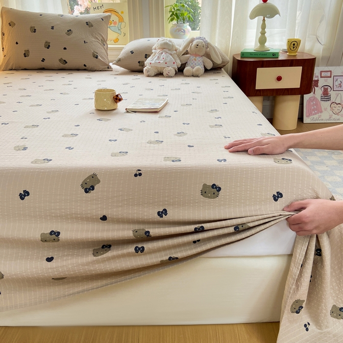 91家纺网 家纺一手货源 找家纺 赛琳 2026新款泡芙纱床单系列单床单床单单件（有买家秀） 咖啡小猫