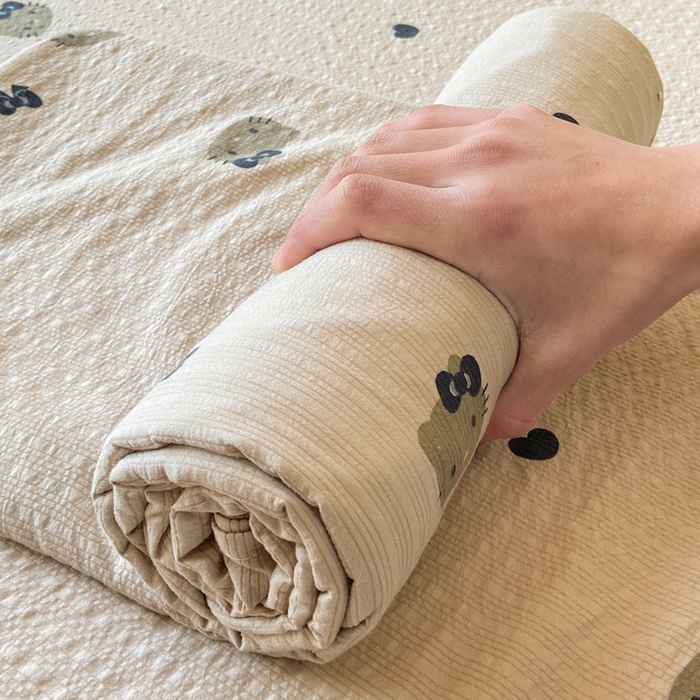 91家纺网 家纺一手货源 找家纺 赛琳 2026新款泡芙纱床单系列单床单床单单件（有买家秀） 咖啡小猫