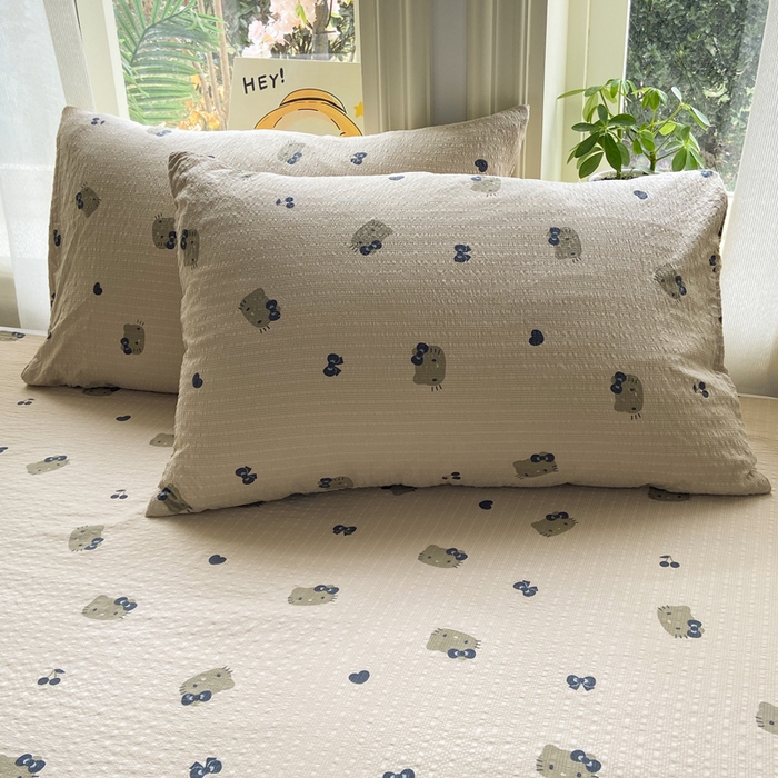 91家纺网 家纺一手货源 找家纺 赛琳 2026新款泡芙纱床单系列单床单床单单件（有买家秀） 咖啡小猫