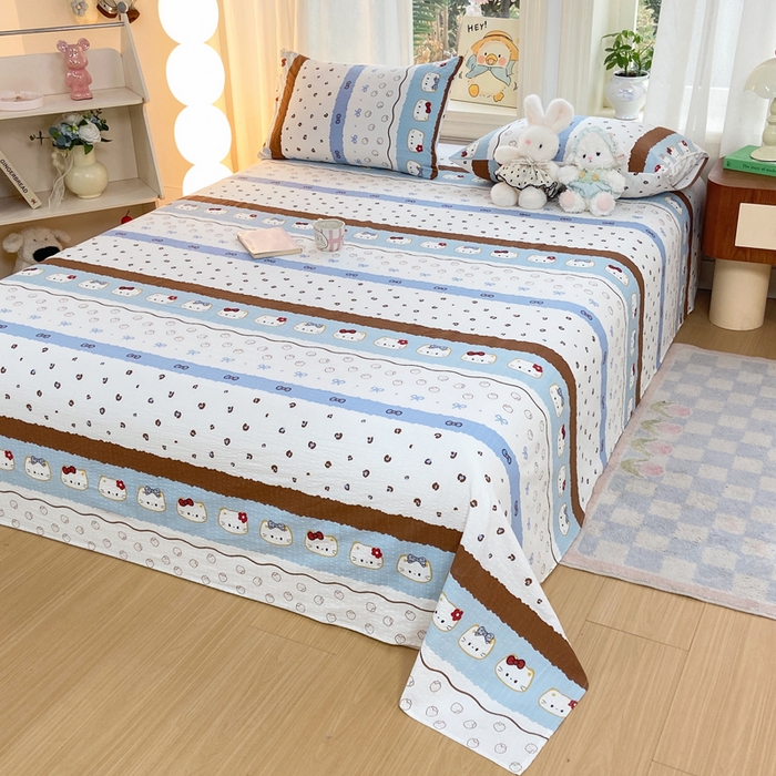 91家纺网 家纺一手货源 找家纺 赛琳 2026新款泡芙纱床单系列单床单床单单件（有买家秀） 可可小猫条