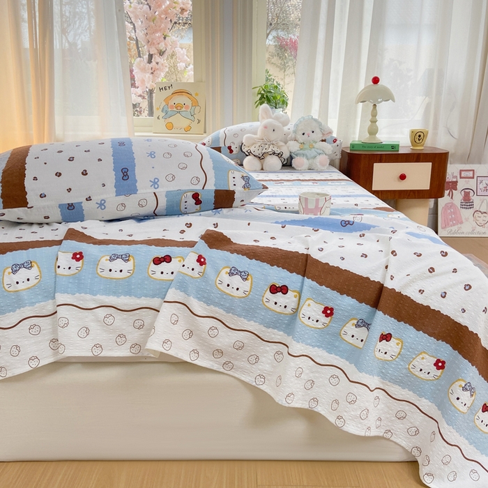 91家纺网 家纺一手货源 找家纺 赛琳 2026新款泡芙纱床单系列单床单床单单件（有买家秀） 可可小猫条