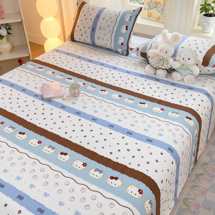 91家纺网 家纺一手货源 找家纺 赛琳 2026新款泡芙纱床单系列单床单床单单件（有买家秀） 可可小猫条