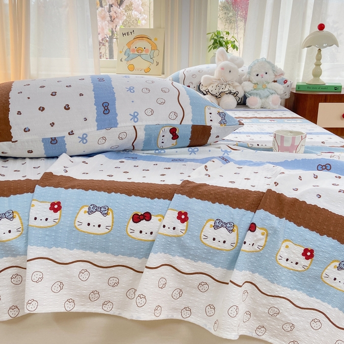 91家纺网 家纺一手货源 找家纺 赛琳 2026新款泡芙纱床单系列单床单床单单件（有买家秀） 可可小猫条