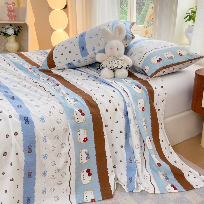 91家纺网 家纺一手货源 找家纺 赛琳 2026新款泡芙纱床单系列单床单床单单件（有买家秀） 可可小猫条