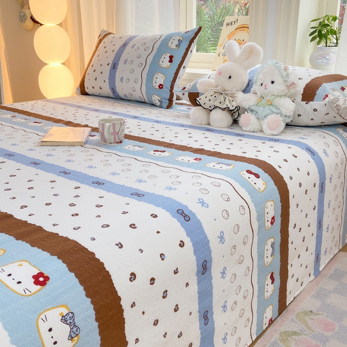 91家纺网 家纺一手货源 找家纺 赛琳 2026新款泡芙纱床单系列单床单床单单件（有买家秀） 可可小猫条