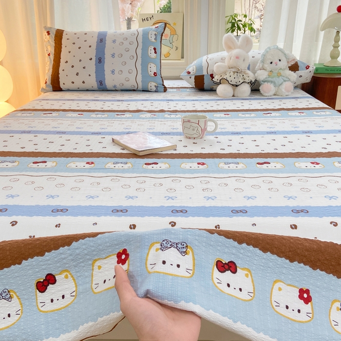 91家纺网 家纺一手货源 找家纺 赛琳 2026新款泡芙纱床单系列单床单床单单件（有买家秀） 可可小猫条