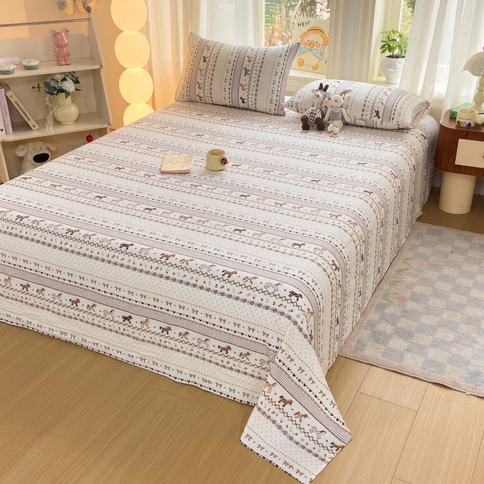 91家纺网 家纺一手货源 找家纺 赛琳 2026新款泡芙纱床单系列单床单床单单件（有买家秀） 栗色术马纹