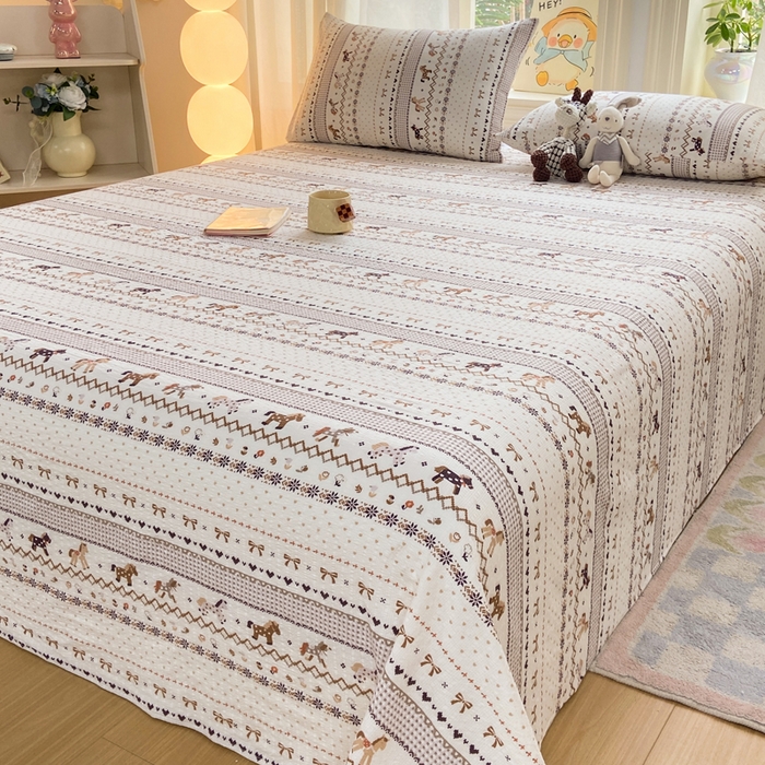 91家纺网 家纺一手货源 找家纺 赛琳 2026新款泡芙纱床单系列单床单床单单件（有买家秀） 栗色术马纹