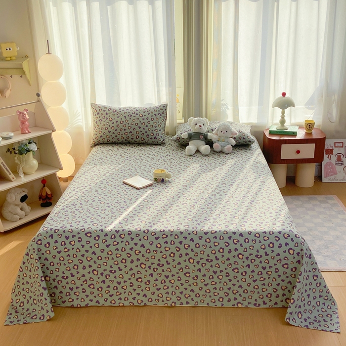 赛琳 2026新款泡芙纱床单系列单床单床单单件（有买家秀） 绿绸豹纹心