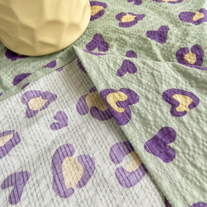 91家纺网 家纺一手货源 找家纺 赛琳 2026新款泡芙纱床单系列单床单床单单件（有买家秀） 绿绸豹纹心