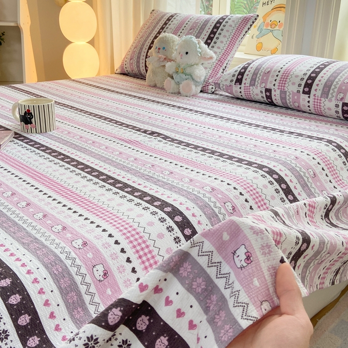 91家纺网 家纺一手货源 找家纺 赛琳 2026新款泡芙纱床单系列单床单床单单件（有买家秀） 猫咪集粉