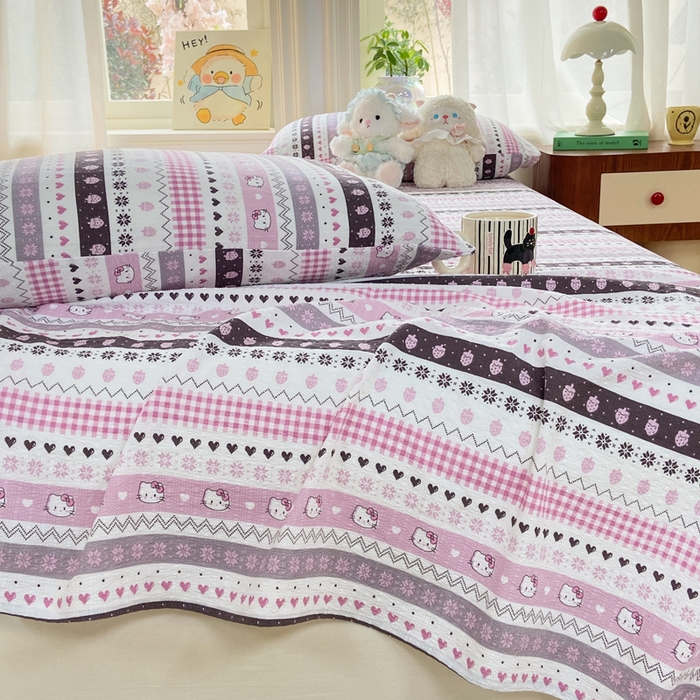 91家纺网 家纺一手货源 找家纺 赛琳 2026新款泡芙纱床单系列单床单床单单件（有买家秀） 猫咪集粉