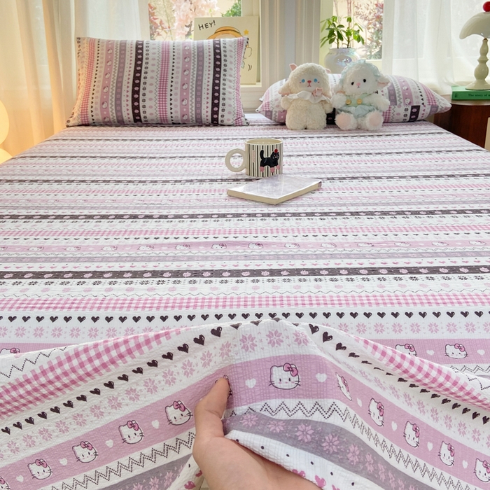 91家纺网 家纺一手货源 找家纺 赛琳 2026新款泡芙纱床单系列单床单床单单件（有买家秀） 猫咪集粉