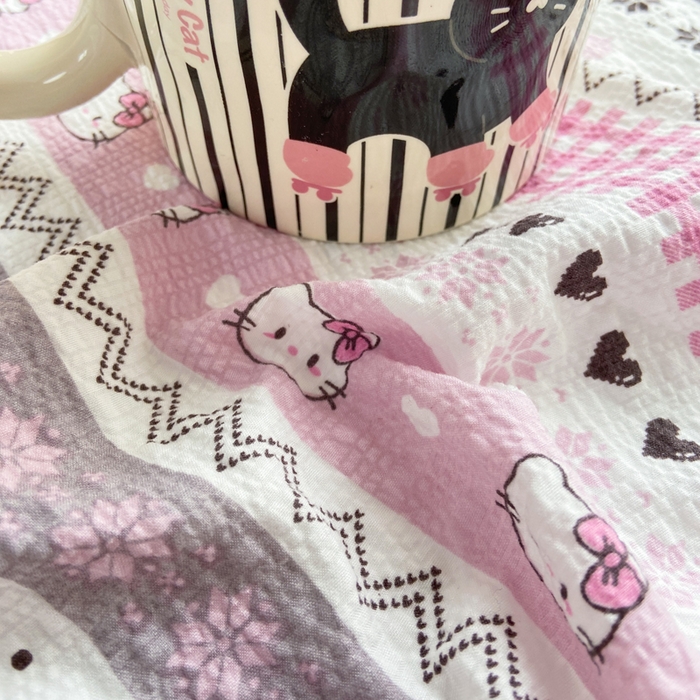 91家纺网 家纺一手货源 找家纺 赛琳 2026新款泡芙纱床单系列单床单床单单件（有买家秀） 猫咪集粉