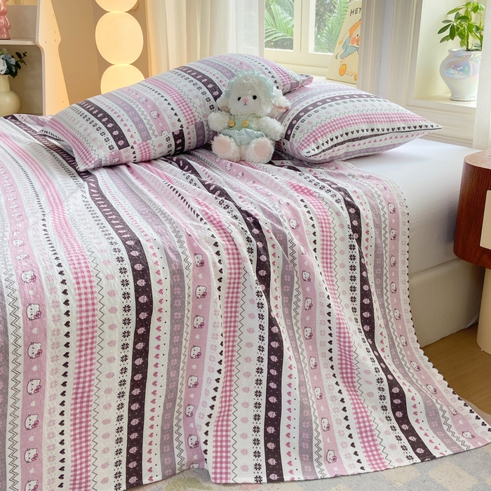 91家纺网 家纺一手货源 找家纺 赛琳 2026新款泡芙纱床单系列单床单床单单件（有买家秀） 猫咪集粉