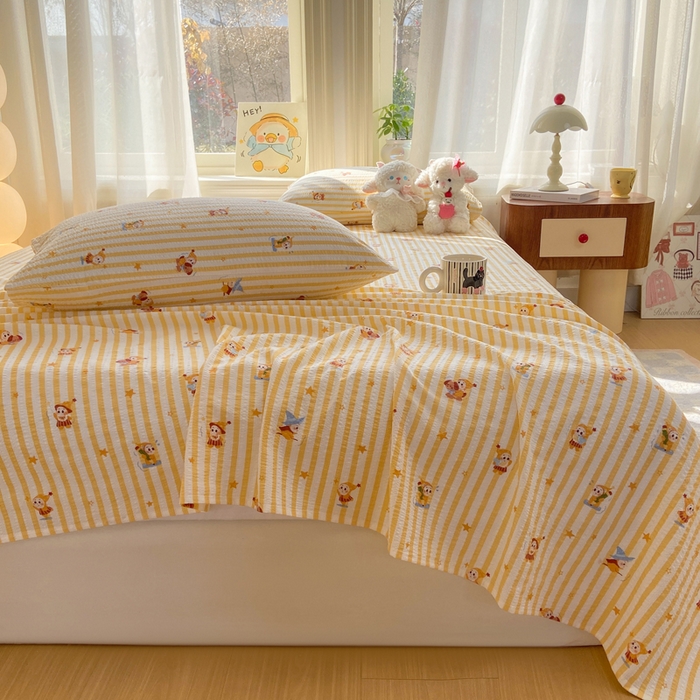 91家纺网 家纺一手货源 找家纺 赛琳 2026新款泡芙纱床单系列单床单床单单件（有买家秀） 魔法星星