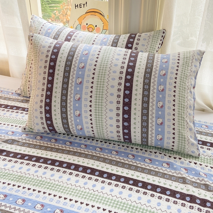 91家纺网 家纺一手货源 找家纺 赛琳 2026新款泡芙纱床单系列单床单床单单件（有买家秀） 猫咪集蓝