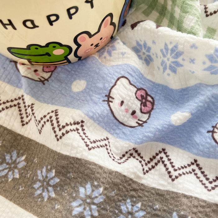 91家纺网 家纺一手货源 找家纺 赛琳 2026新款泡芙纱床单系列单床单床单单件（有买家秀） 猫咪集蓝