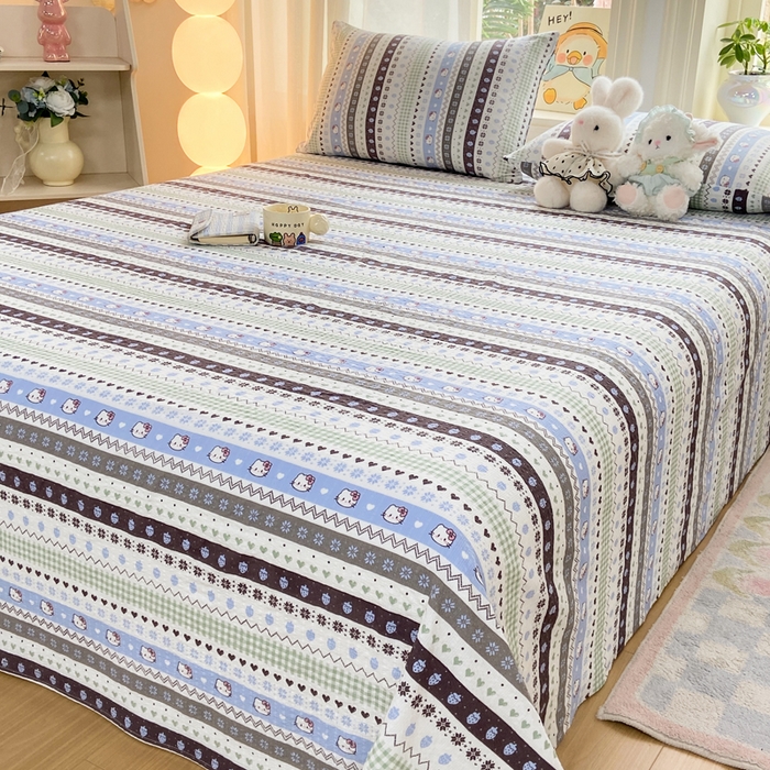 91家纺网 家纺一手货源 找家纺 赛琳 2026新款泡芙纱床单系列单床单床单单件（有买家秀） 猫咪集蓝