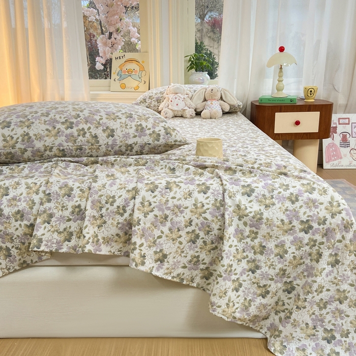 91家纺网 家纺一手货源 找家纺 赛琳 2026新款泡芙纱床单系列单床单床单单件（有买家秀） 茉莉雨