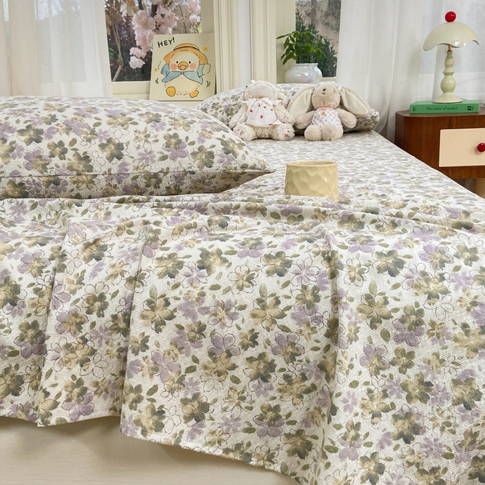 91家纺网 家纺一手货源 找家纺 赛琳 2026新款泡芙纱床单系列单床单床单单件（有买家秀） 茉莉雨