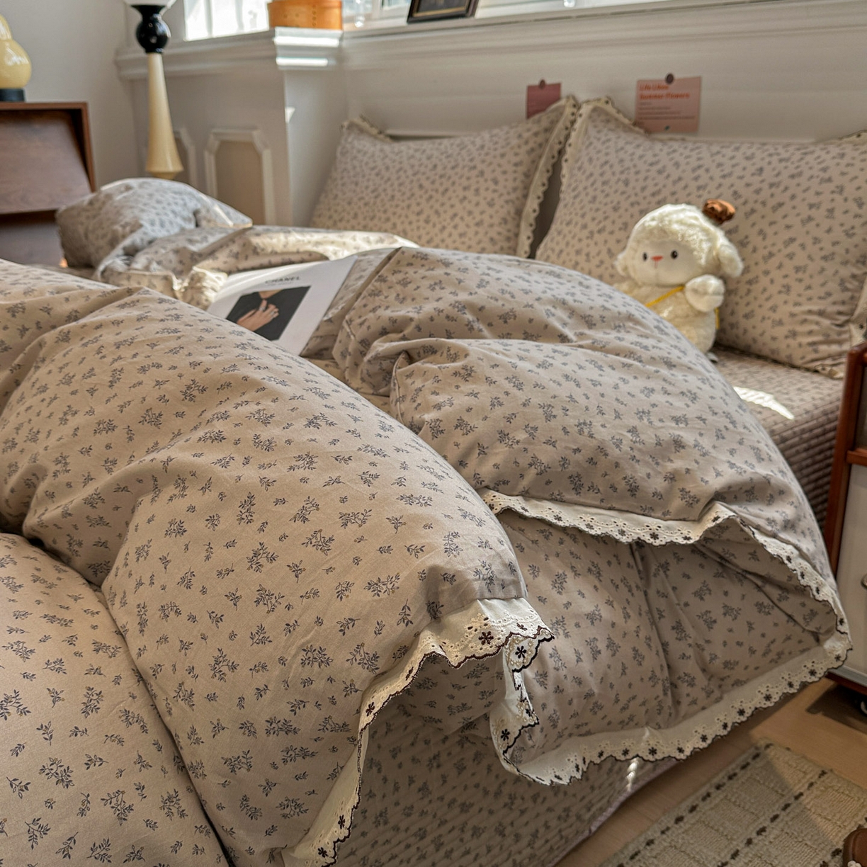 91家纺网 家纺一手货源 找家纺 （总）橙子家居 2026新款纯棉法式复古蕾丝花边床盖四件套