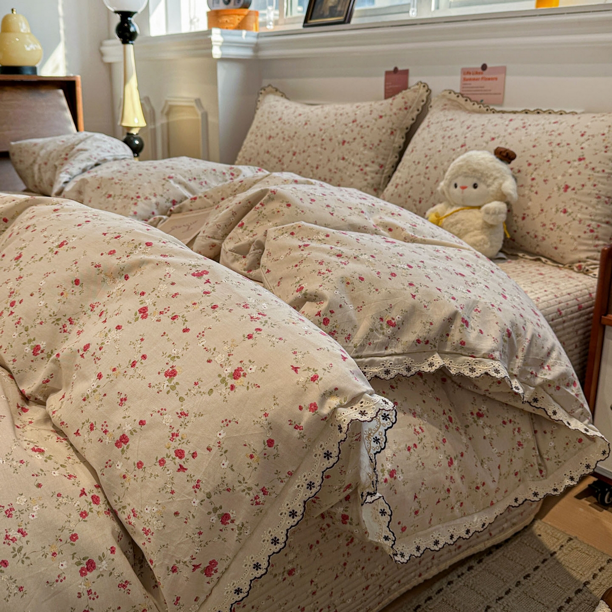 91家纺网 家纺一手货源 找家纺 （总）橙子家居 2026新款纯棉法式复古蕾丝花边床盖四件套