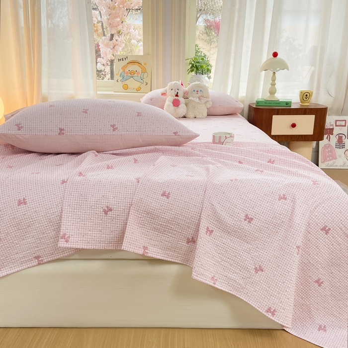 91家纺网 家纺一手货源 找家纺 赛琳 2026新款泡芙纱床单系列单床单床单单件（有买家秀） 予诗粉