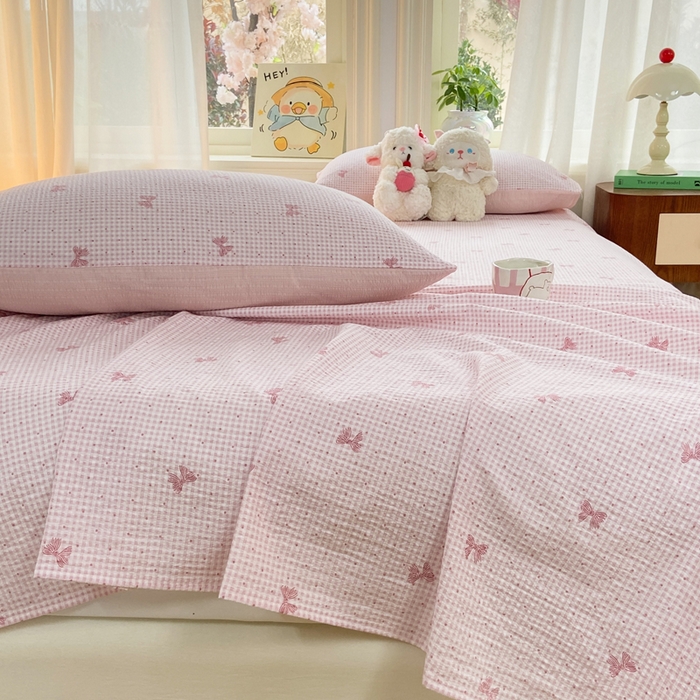 91家纺网 家纺一手货源 找家纺 赛琳 2026新款泡芙纱床单系列单床单床单单件（有买家秀） 予诗粉