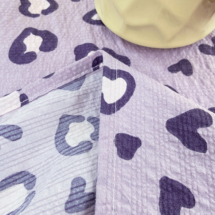 91家纺网 家纺一手货源 找家纺 赛琳 2026新款泡芙纱床单系列单床单床单单件（有买家秀） 紫绸豹纹心